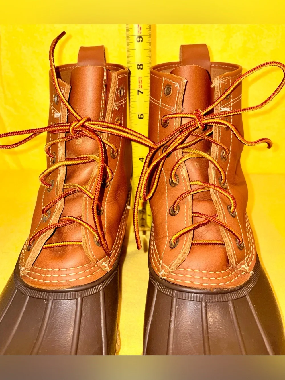 Men’s Vintage LL Bean Duck Boots Brown Leather & Rubber Lace-Up Boots - Mens 9